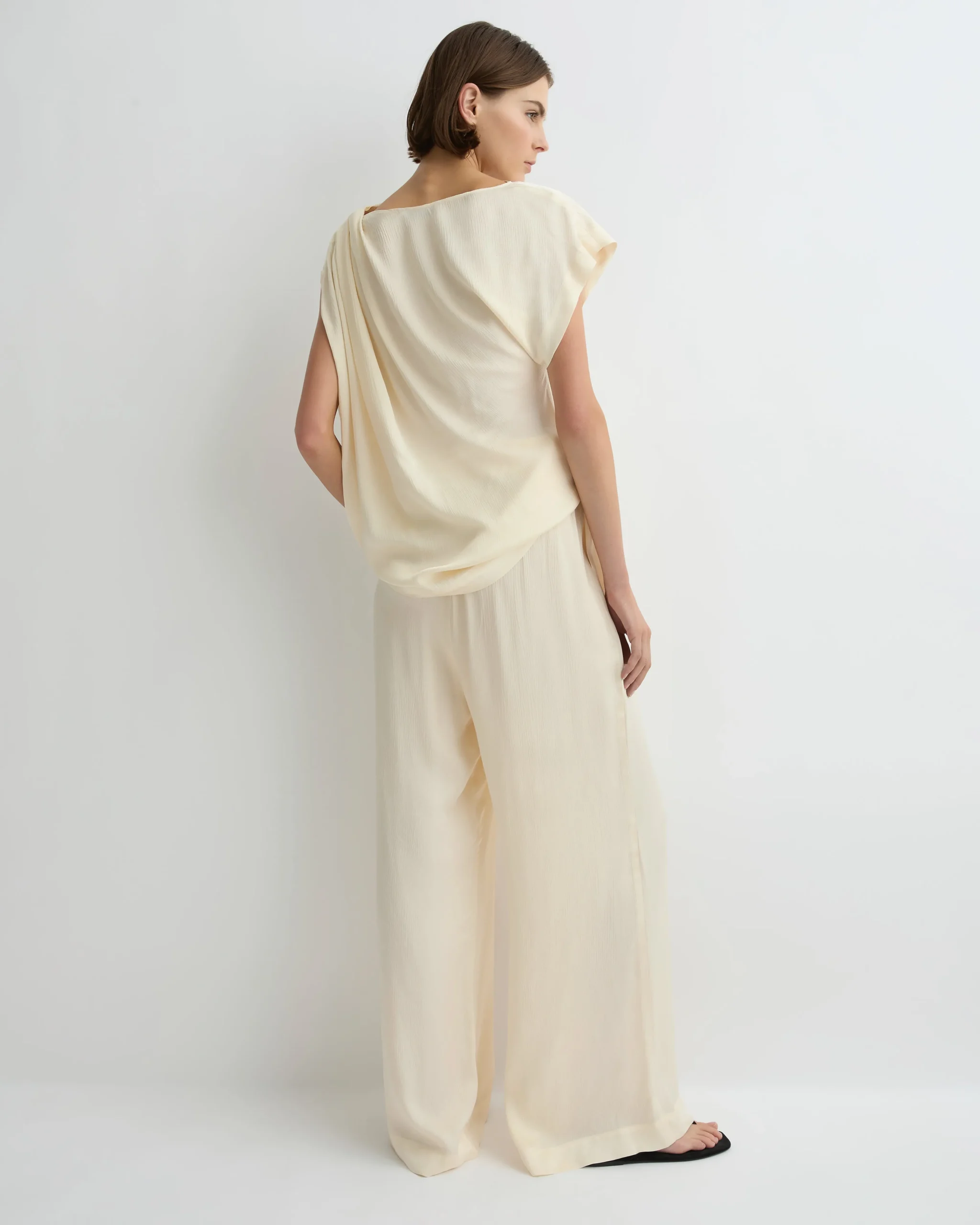 Ardea Draped Shoulder Top - Pearl