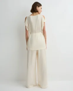 Ardea Split Shoulder Top - Pearl