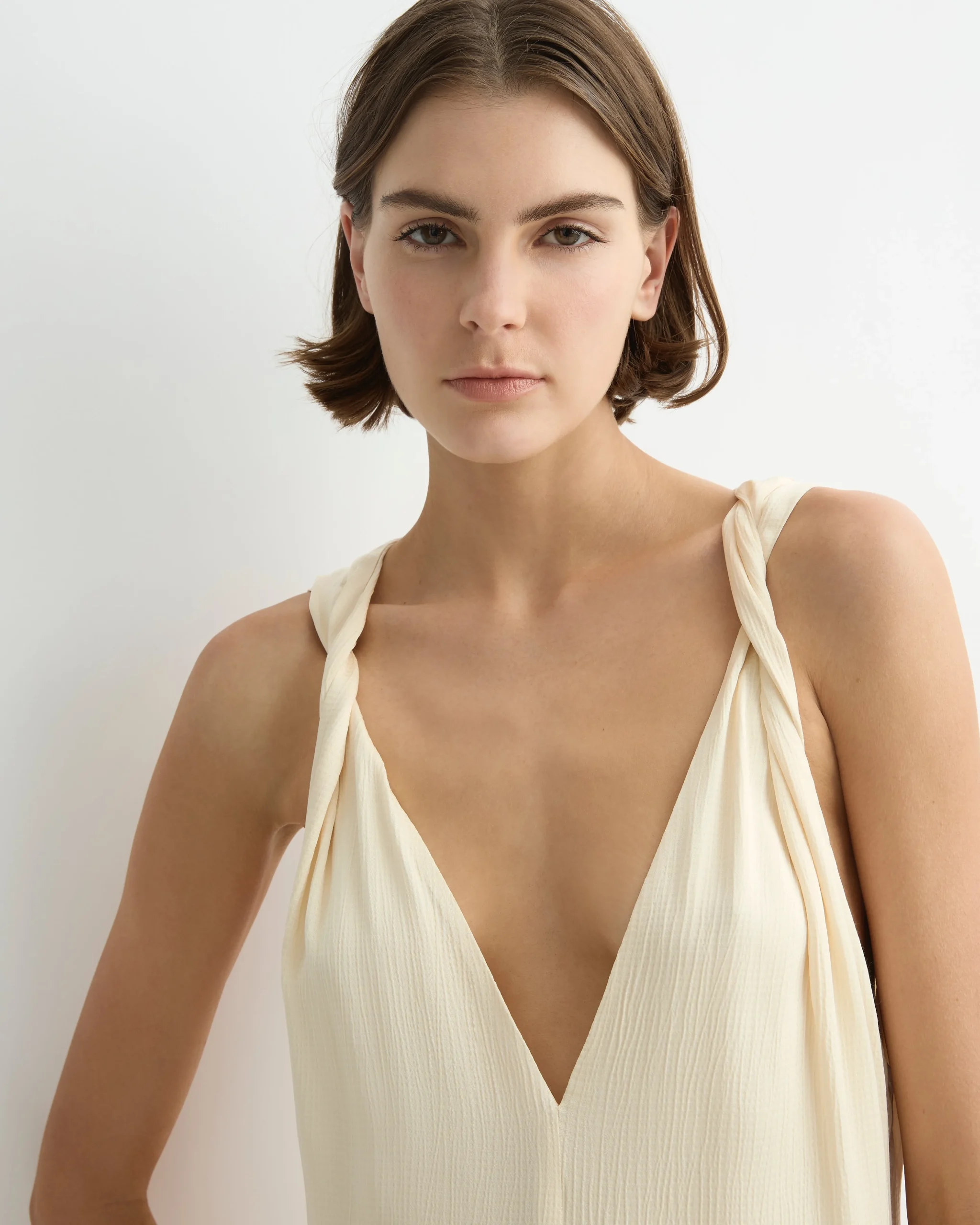 Ardea Twist Shoulder Maxi Dress - Pearl