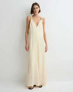 Ardea Twist Shoulder Maxi Dress - Pearl