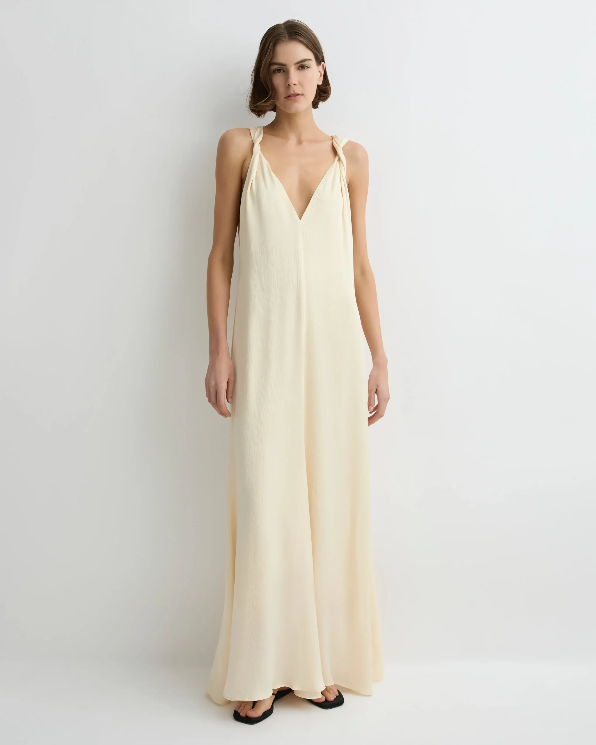 Ardea Twist Shoulder Maxi Dress - Pearl