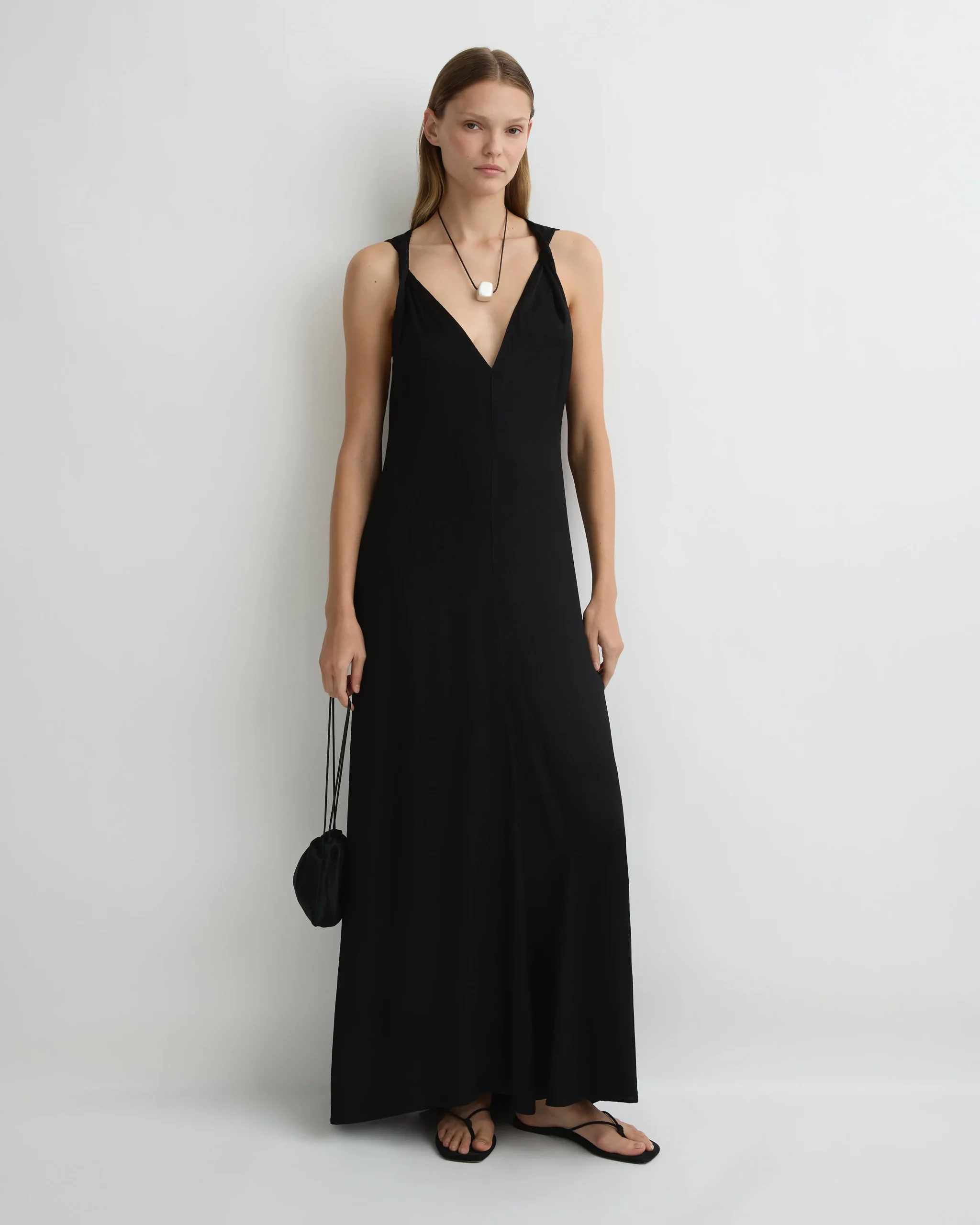 Ardea Twist Shoulder Maxi Dress - Black