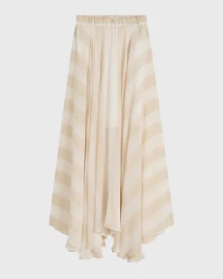 Capri Silk Circle Skirt - Ecru Stripe