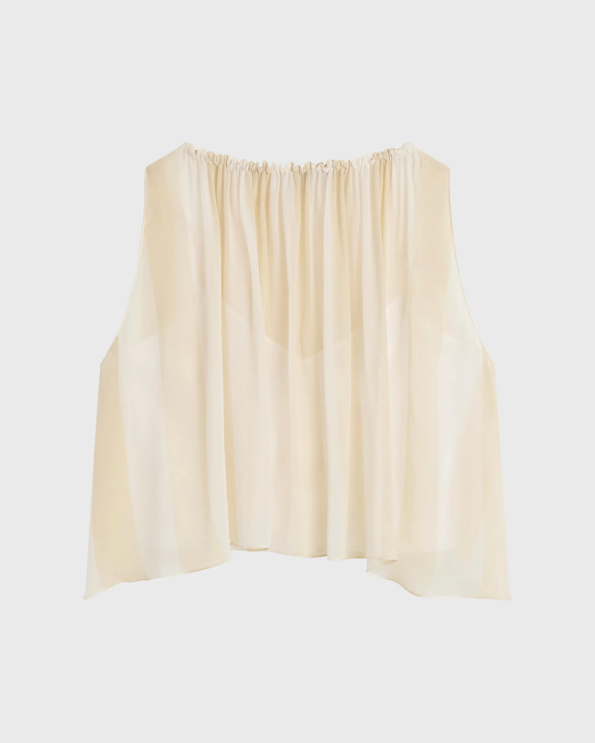 Capri Silk Gathered Top - Ecru Stripe
