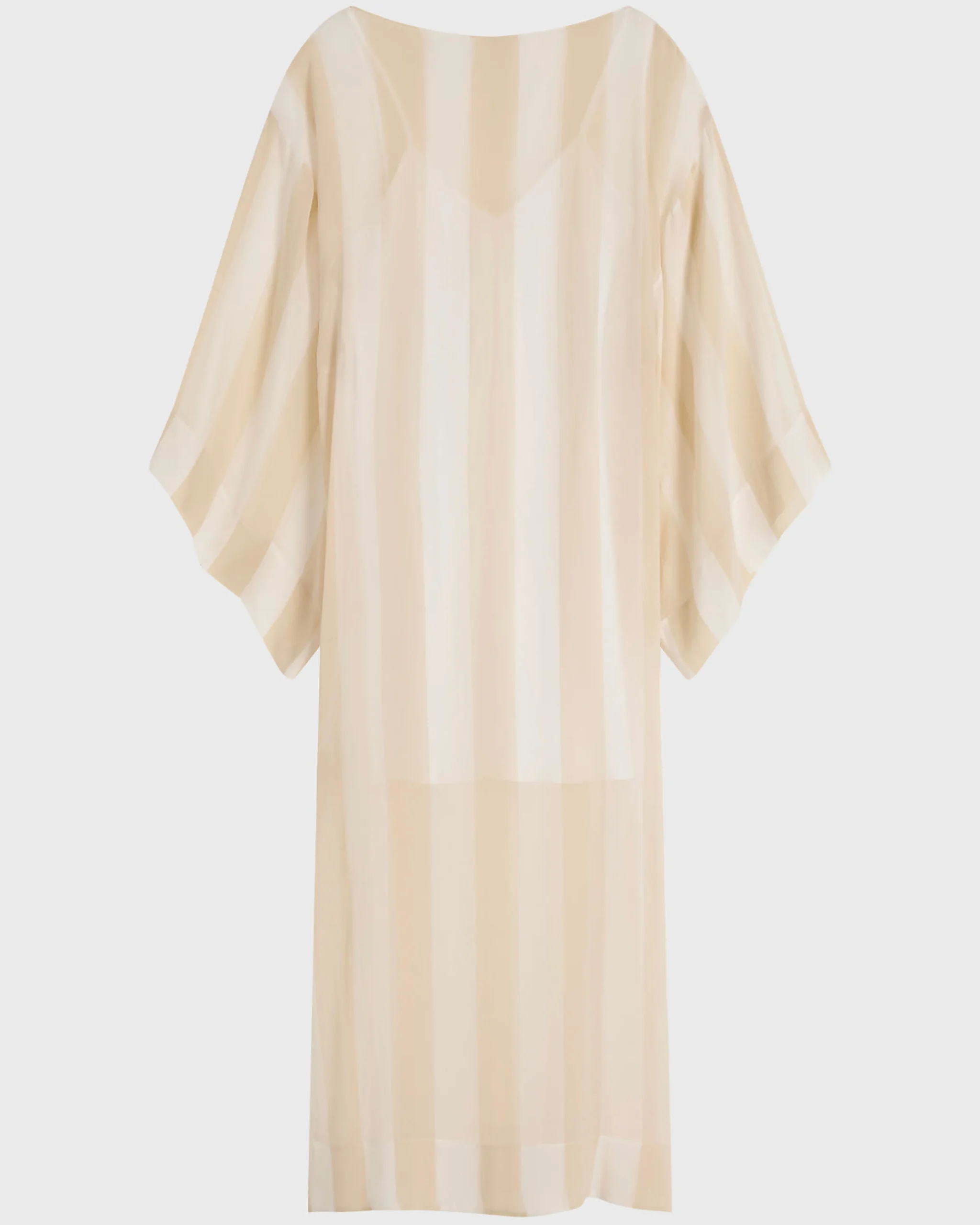 Capri Silk Kimono Sleeve Maxi - Ecru Stripe