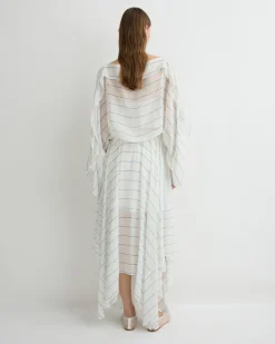 Capri Silk Kimono Top - Smoke Stripe