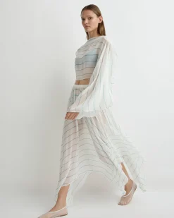 Capri Silk Square Skirt - Smoke Stripe