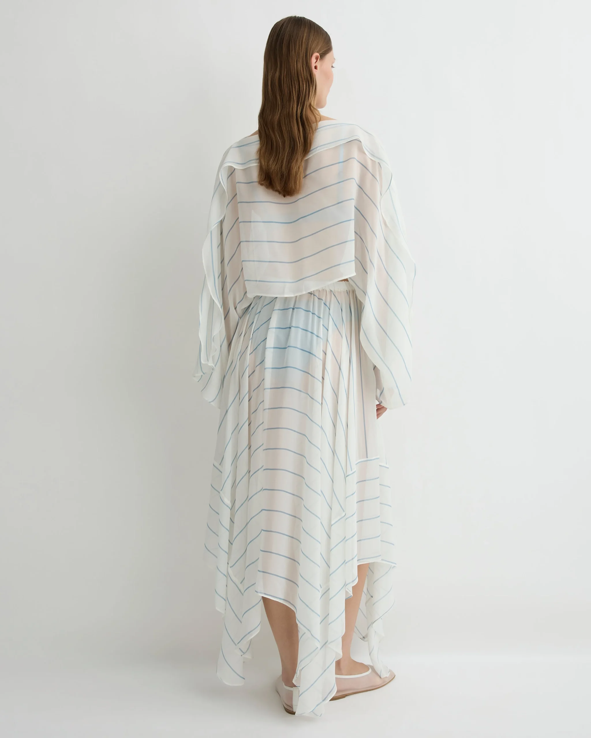 Capri Silk Square Skirt - Smoke Stripe