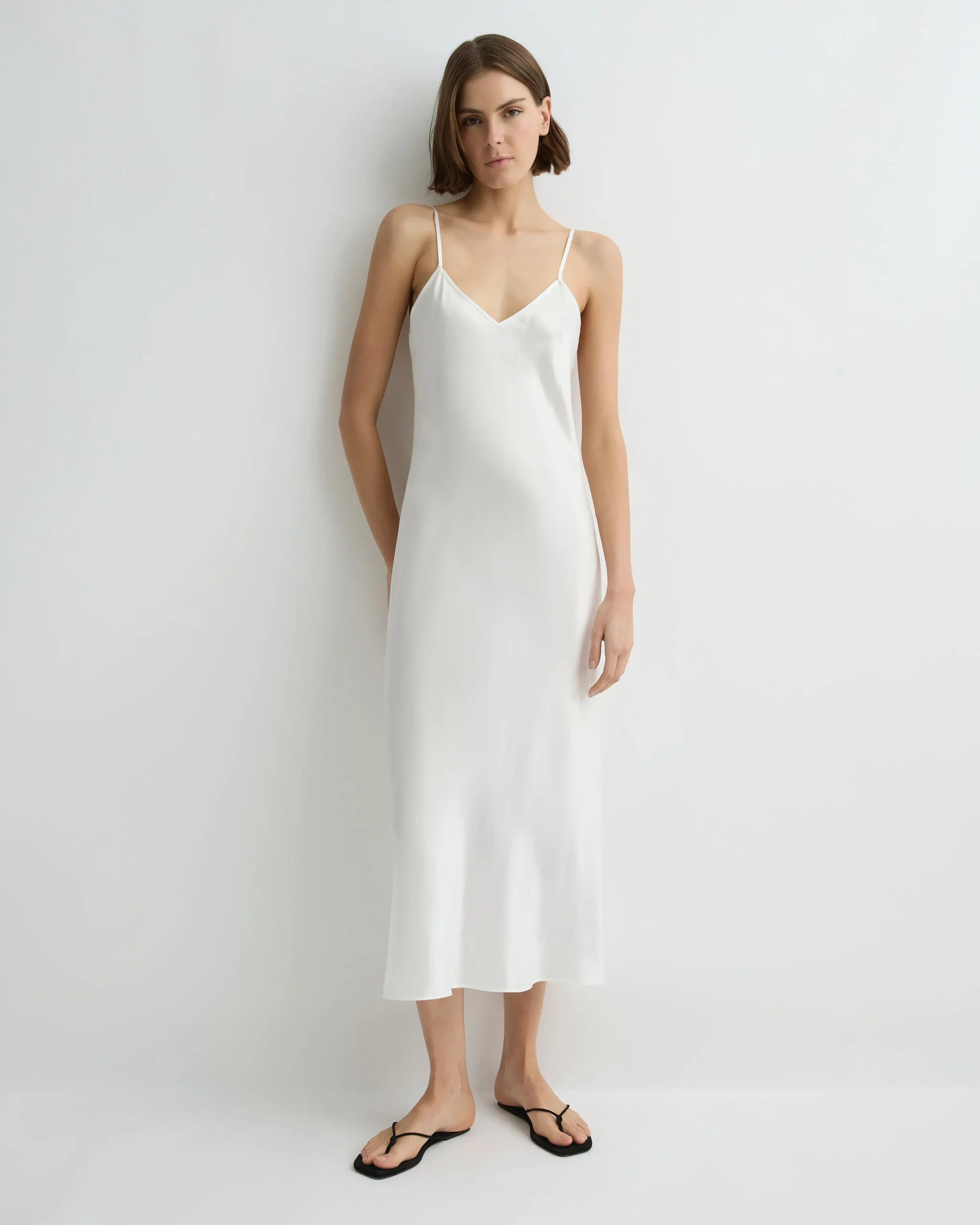 Como Long Bias Slip Dress - White