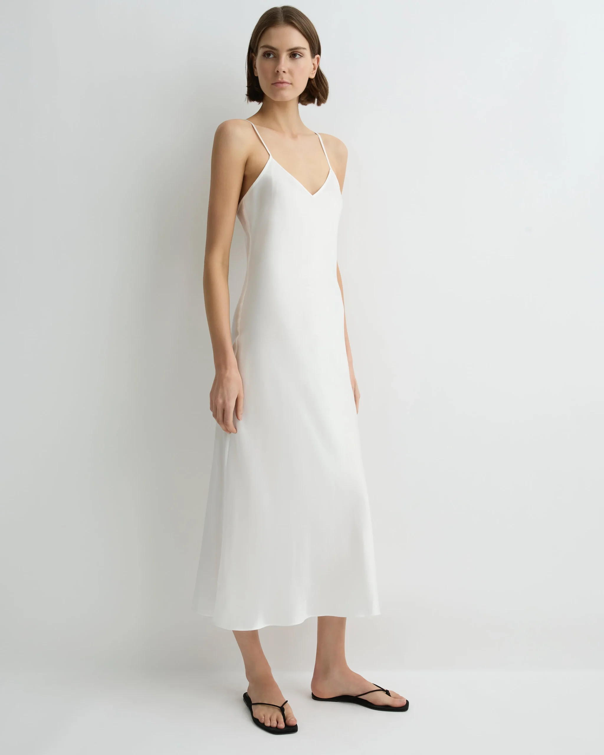 Como Long Bias Slip Dress - White