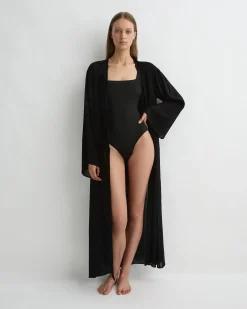 Cremona Tie-Front Maxi Coverup - Black