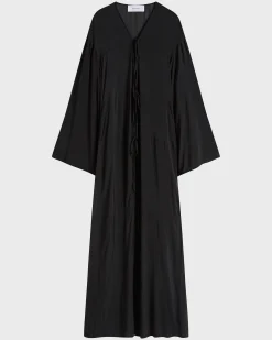 Cremona Tie-Front Maxi Coverup - Black