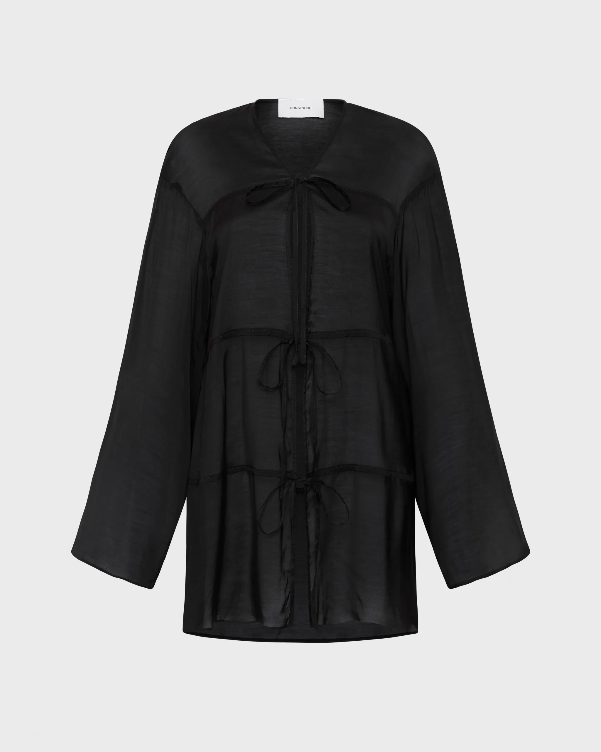 Cremona Tie-Front Mini Coverup - Black