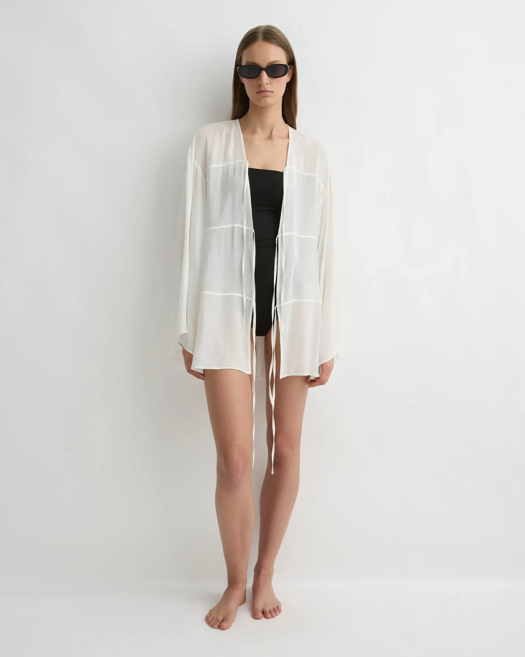 Cremona Tie-Front Mini Coverup - White