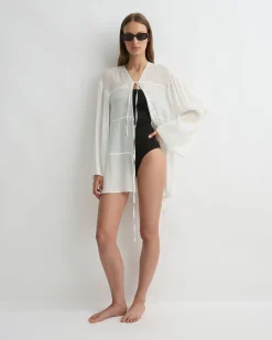 Cremona Tie-Front Mini Coverup - White