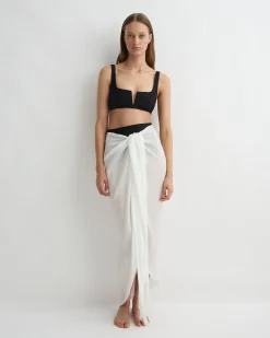 Cremona Tie-Front Sarong - White