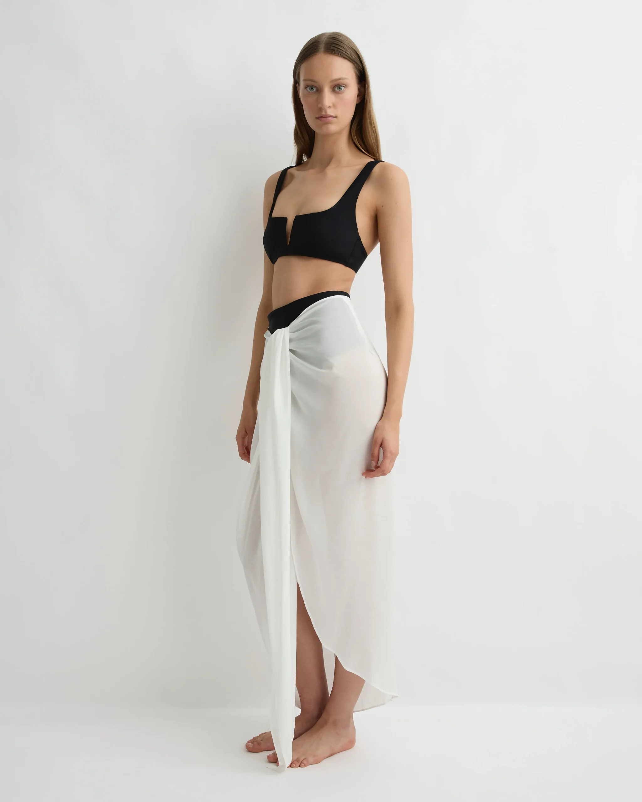 Cremona Tie-Front Sarong - White