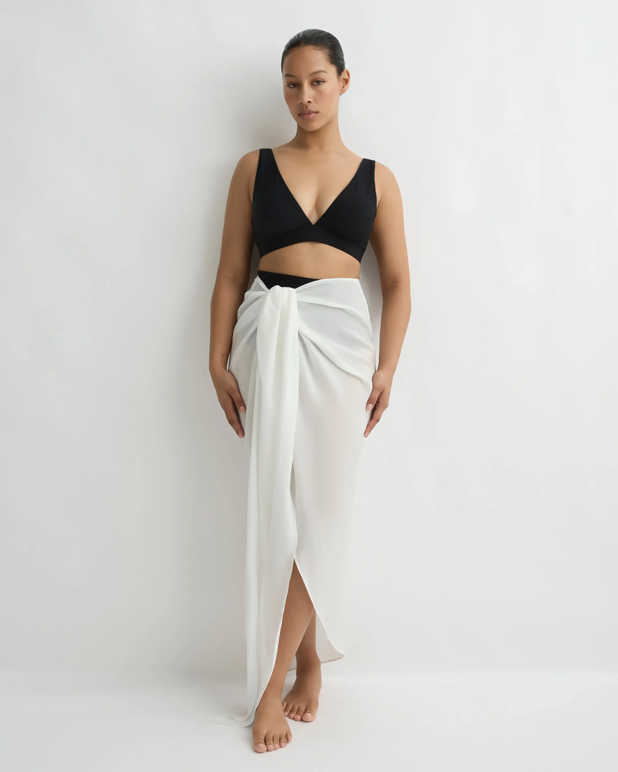 Cremona Tie-Front Sarong - White
