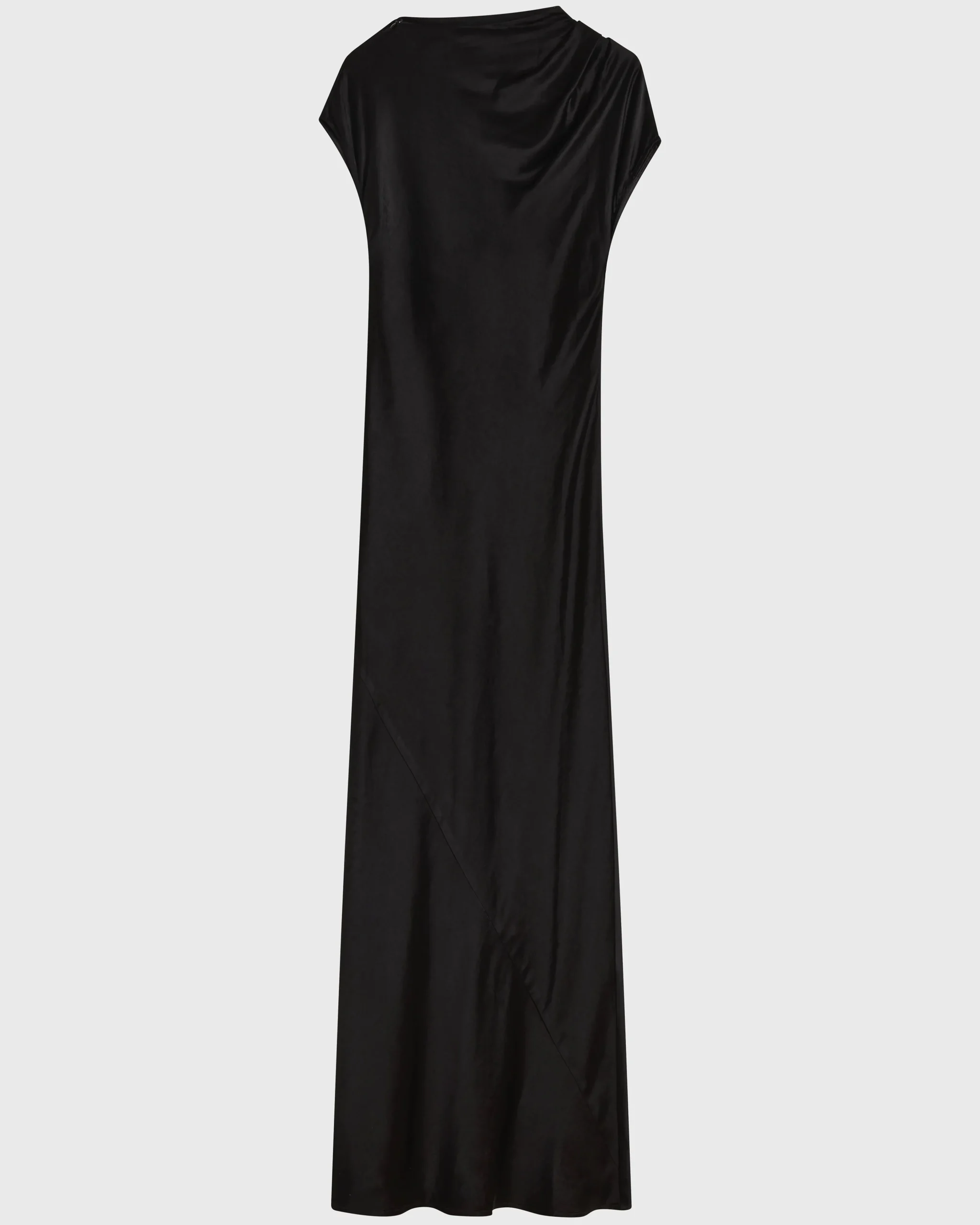 Faro Draped Shoulder Bias Dress - Black