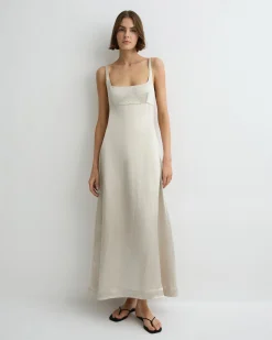 Kobe Exposed Back Maxi Dress - Silver