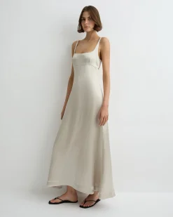 Kobe Exposed Back Maxi Dress - Silver