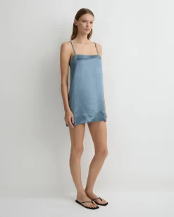 Kobe Mini Slip Dress - Steel Blue