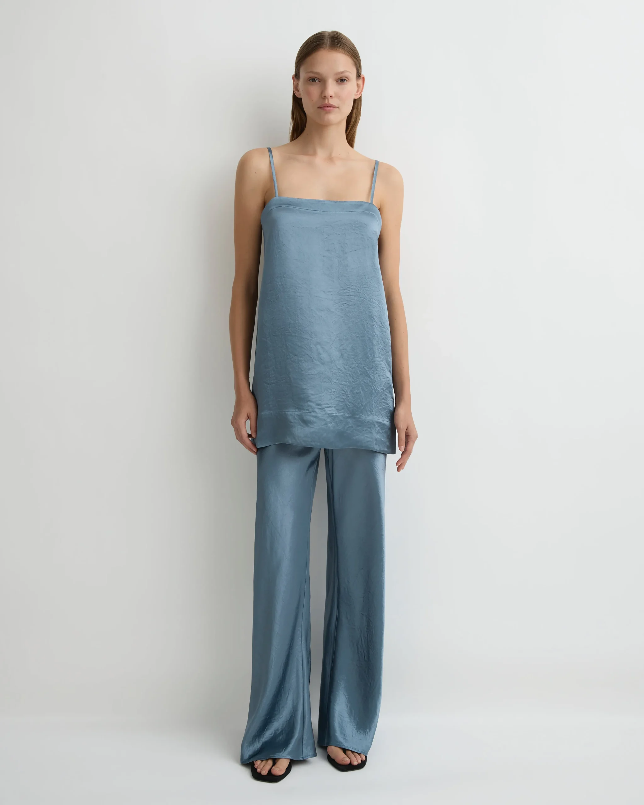 Kobe Mini Slip Dress - Steel Blue