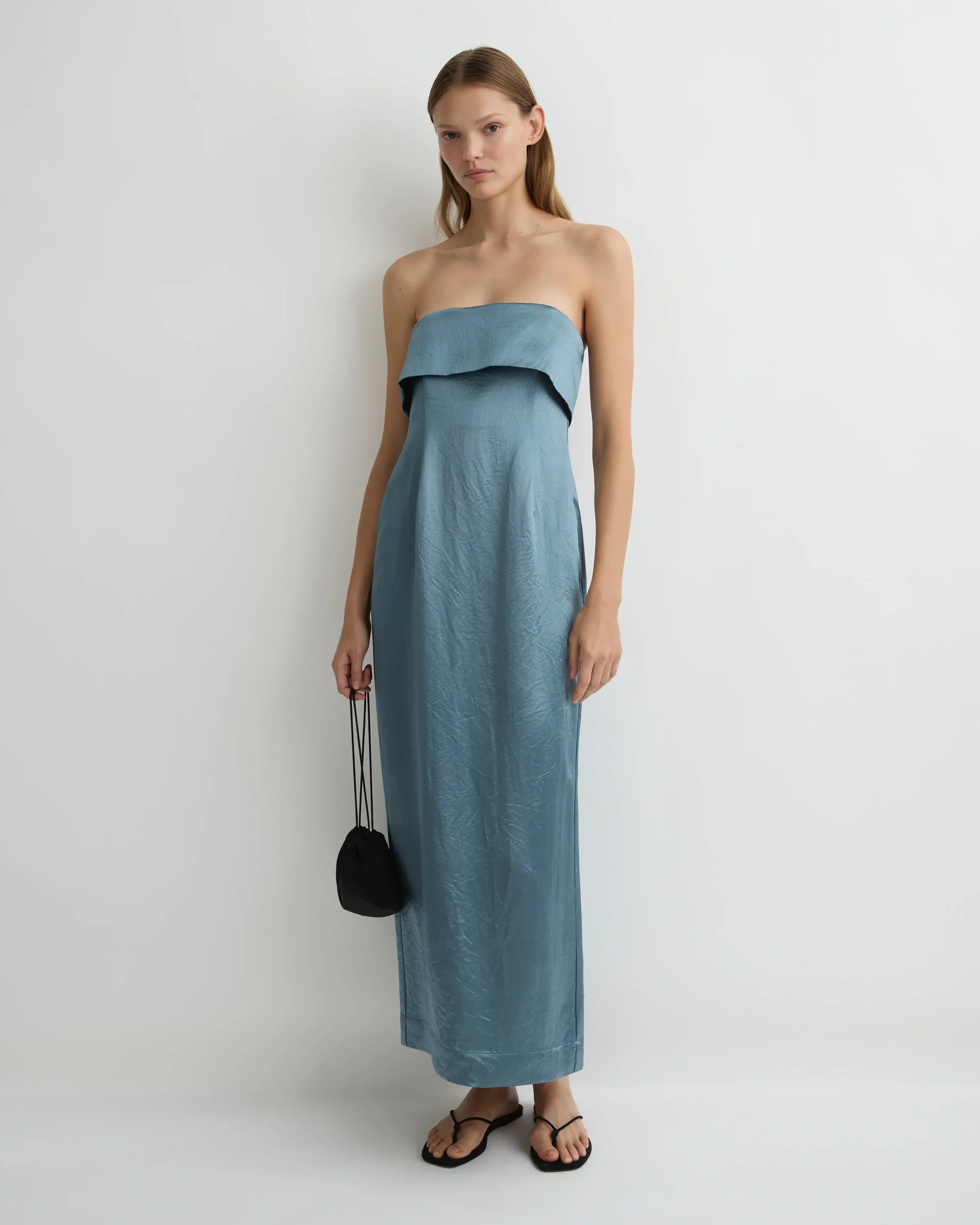 Kobe Strapless Maxi Dress - Steel Blue
