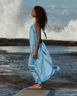 Marfa Silk Halter Maxi Dress - Dusk