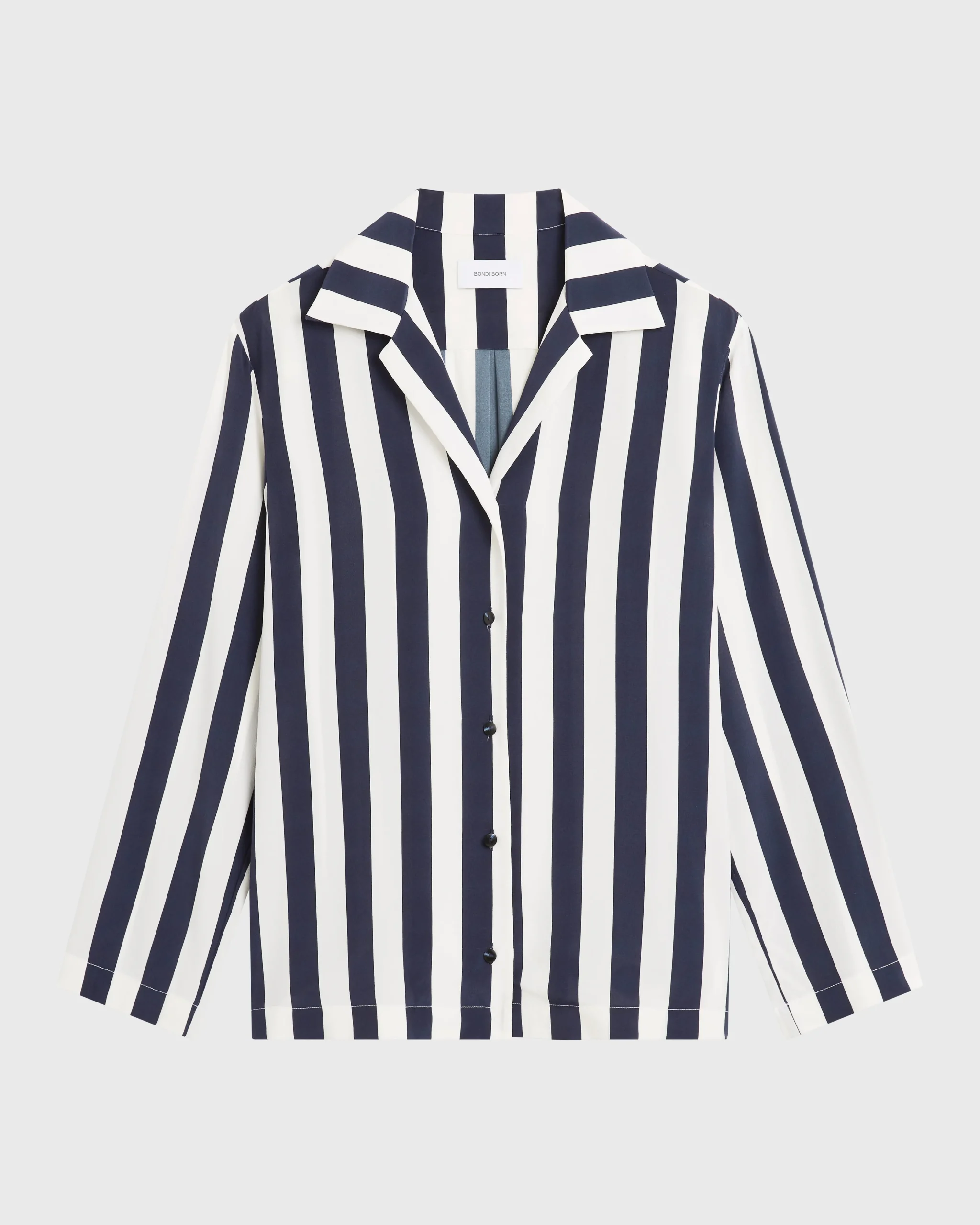 Orta Silk Long Sleeve Blouse - Navy Stripe
