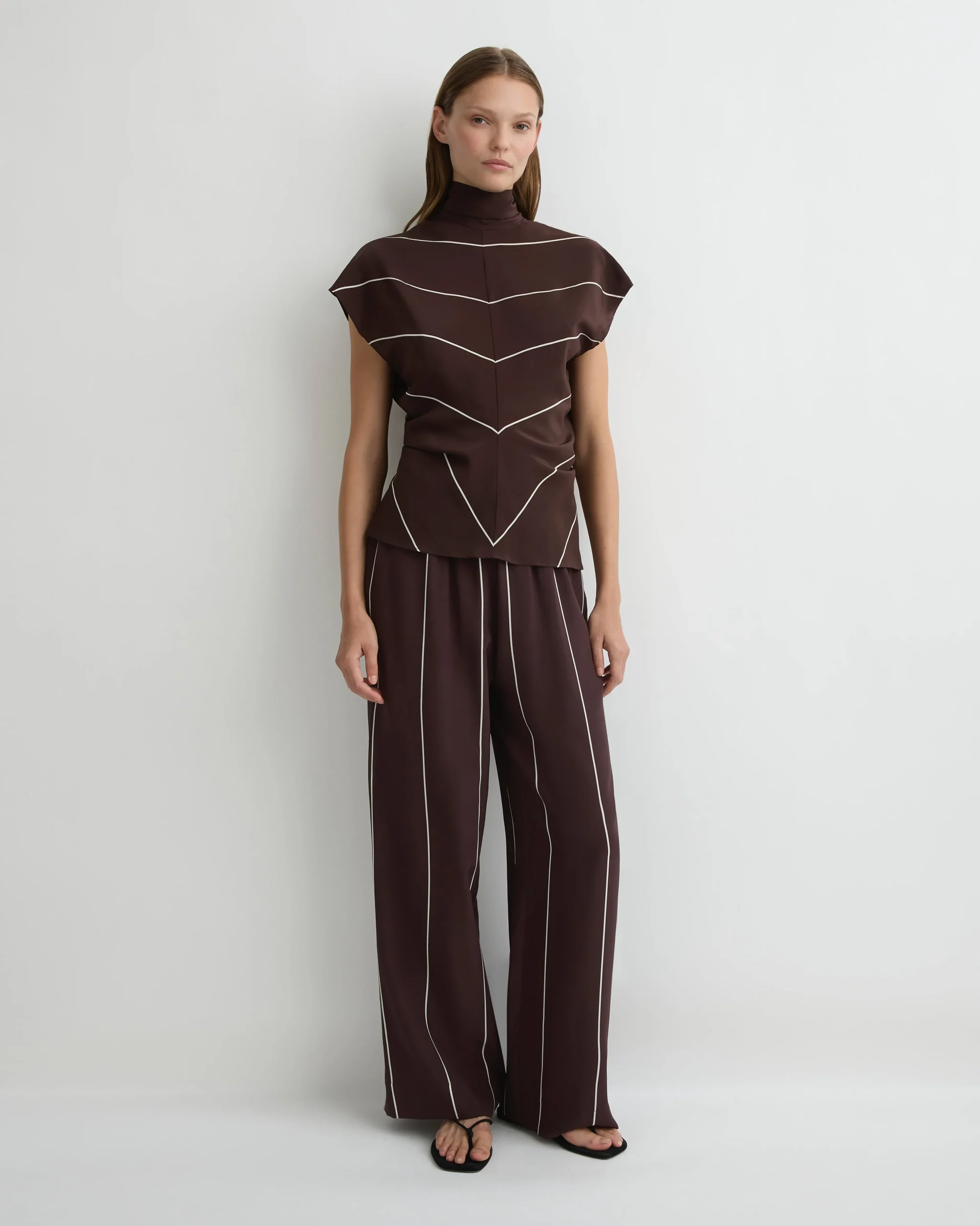 Orta Silk Pant - Mocha Stripe