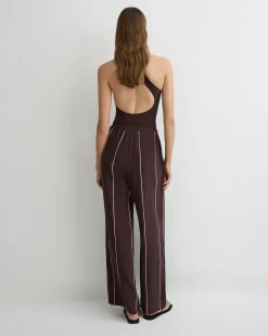 Orta Silk Pant - Mocha Stripe
