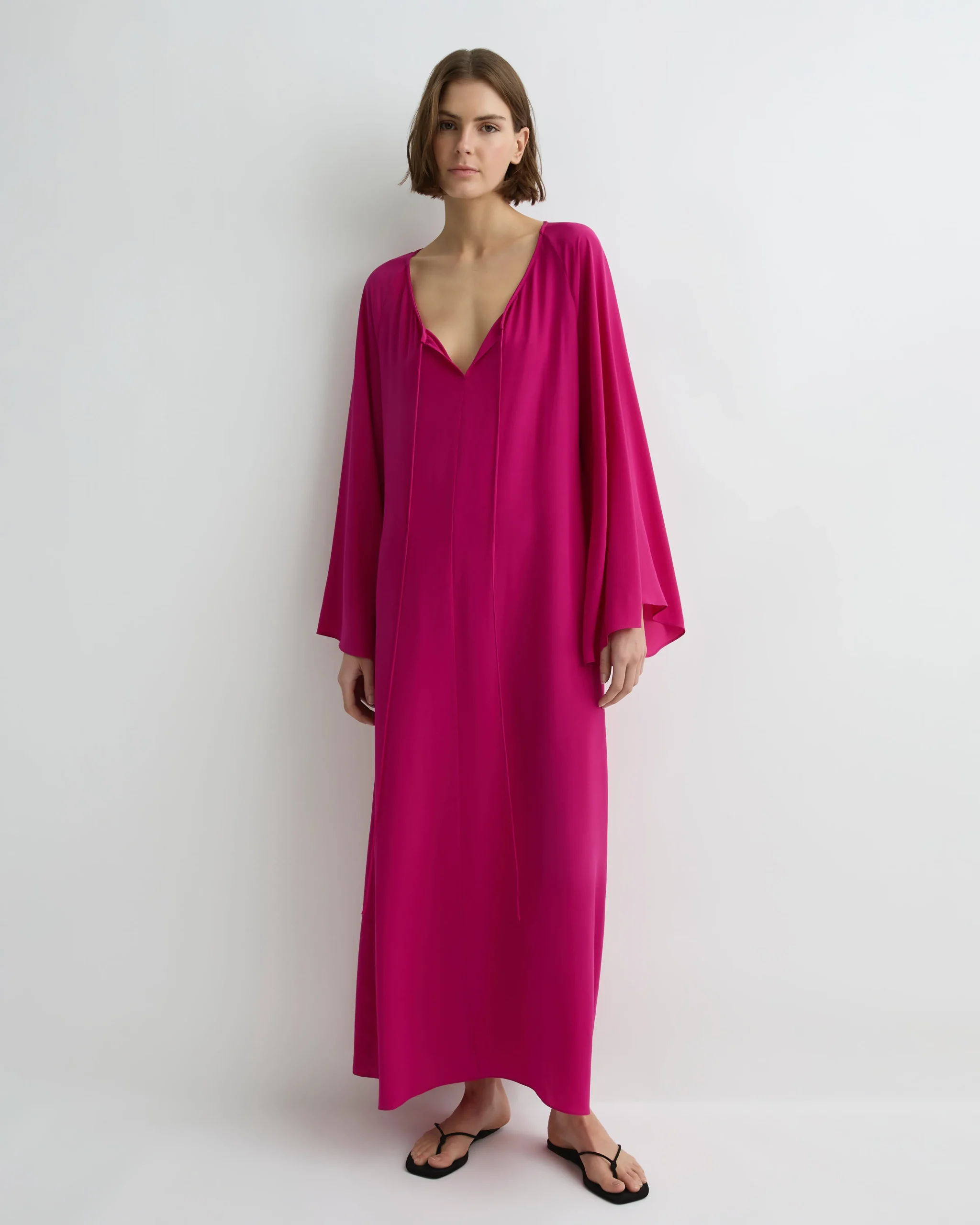 Orta Silk Tie-Front Tunic - Magenta