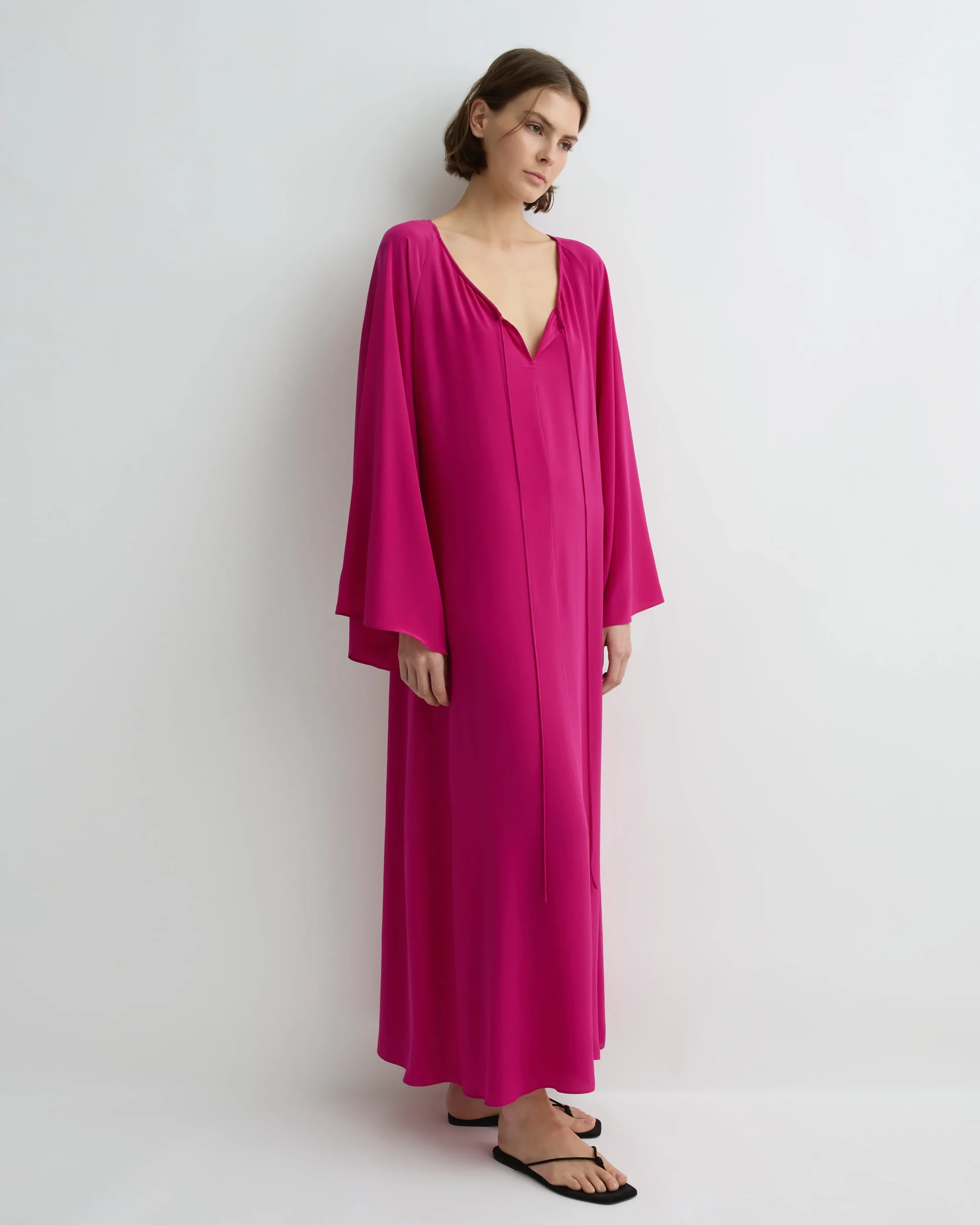 Orta Silk Tie-Front Tunic - Magenta